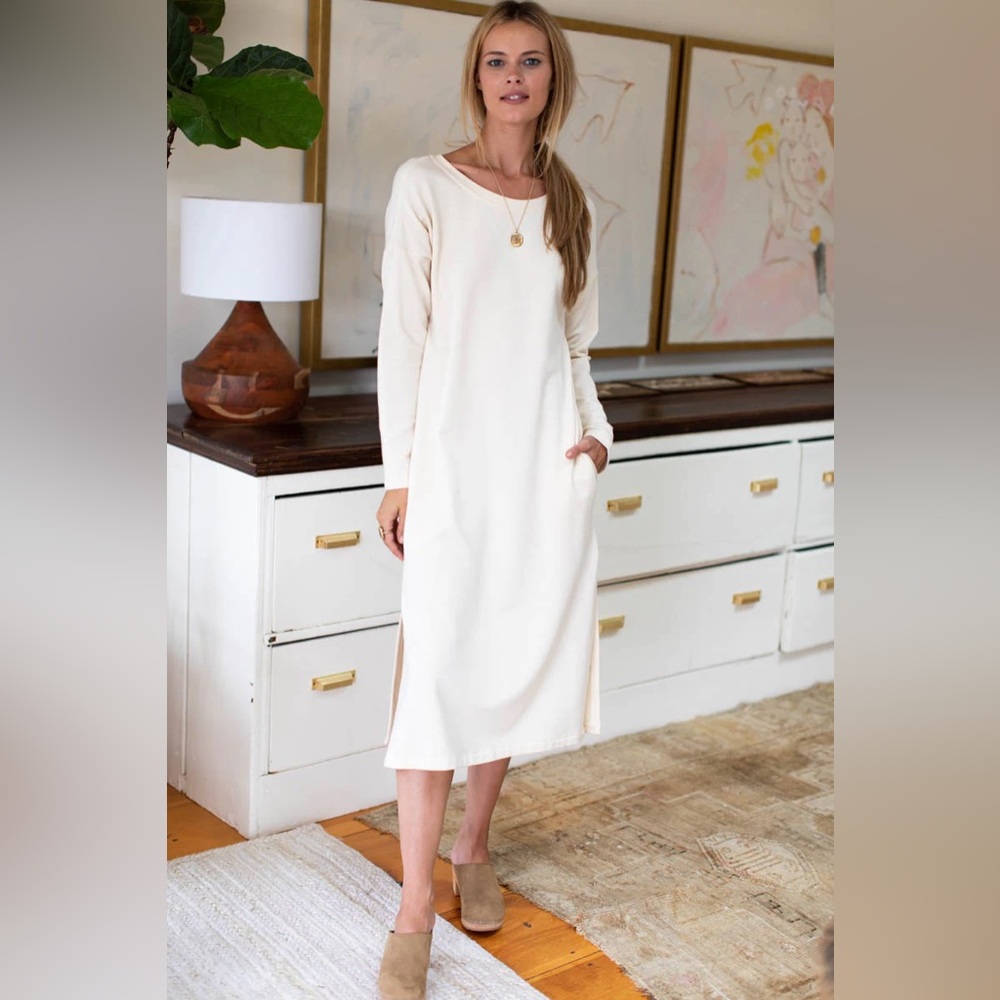 Emerson Fry Cream Long-Sleeve Midi Dress